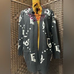 Cardigan black/white with logo